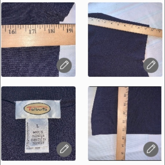 TALBOTS Black Basic Double V-Neck Short Sleeve Rayon Top Size Large - Picture 8 of 12